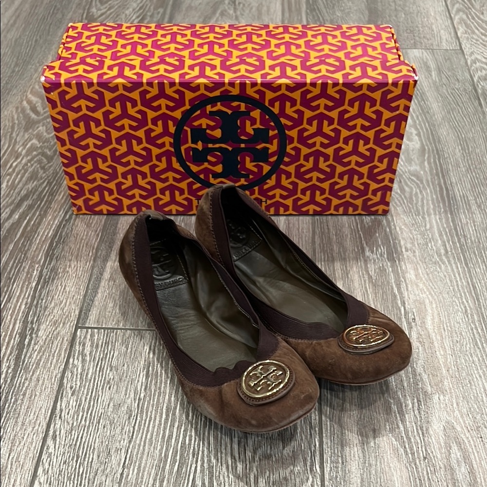 Tory Burch Mocha Suede Ballet Flats